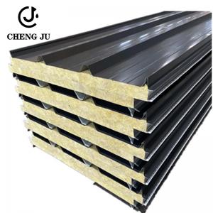 China 0.3-0.6mm Insulation Polycarbonate Sandwich Panel Rock Wool Prepaint Color Steel Plate factory
