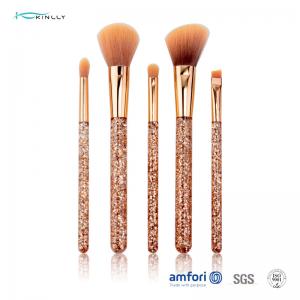 China Glitter Rose Gold Ferrule Makeup Brush Gift Set 5pcs for Eyeliner Eyeshadow factory