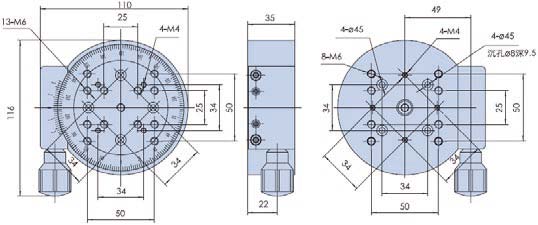 R Axis Worm Gear Drive Miniature Manual Rotation Stage With Scale