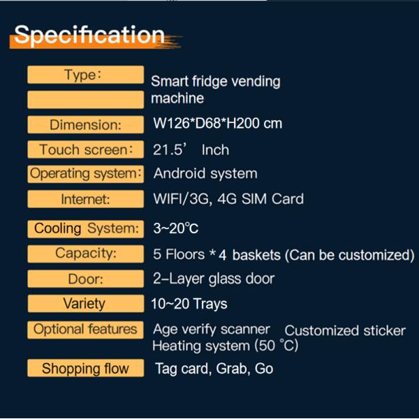 Egg Milk Vegetable Smart Fridge Vending Machine With Open Fridge Door