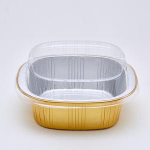 China 325ml Foil Food Container Aluminum Foil Baking Cups With Lids Square factory