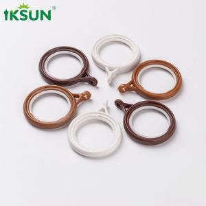 China 28mm Curtain Pole Rings , Plastic Eyelet Rings Wood Grain Color factory