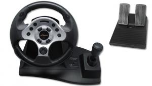 China Computer USB Video Game Steering Wheel And Pedals With Suction CuP on sale