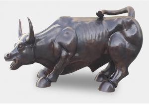 China Large Size Outdoor Metal Animal Sculptures Bronze Wall Street Bull Sculpture factory