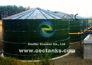 China Dark Green Glass Fused Steel Tanks For Biogas Digester , CSTR , AF With Biogas Holder Storage Double Membrane System factory