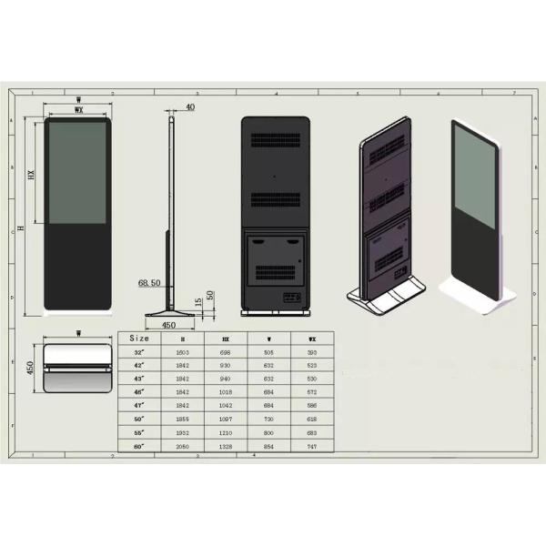 55 Inch LCD Floor Standing Touch Screen Kiosk With Build In Speakers For Restaurant