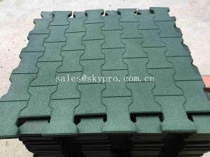 China Driveway Rubber Patio Pavers / Anti - Slip Recycled Rubber Flooring Thickness 15-100mm factory