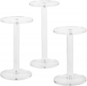 China acrylic jewelry display Set of 3 Round Watch Pedestal Riser Stands holder 4.8/5.4/ 6.5inch on sale