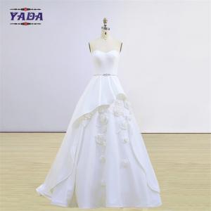 China Elegant vintage handmade appliqued korean style dress strapless dresses latest bridal wedding gowns factory