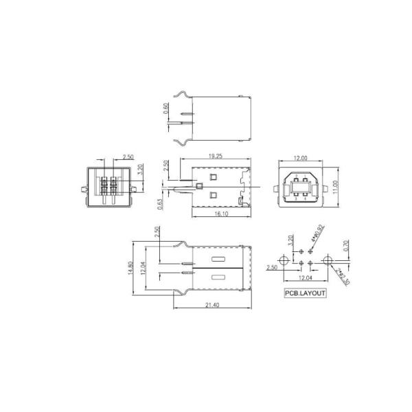 180D Micro USB Connector Metal Shell No Deformation For Printer Machine