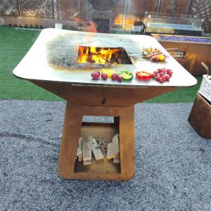 China CE Certification Rusty red Corten Steel Bbq Grill Wood Fired  Customized factory