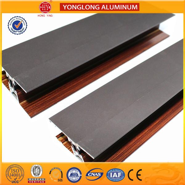 China Wooden Finish Aluminum Extrusion Profiles For Sliding Window Decoration factory