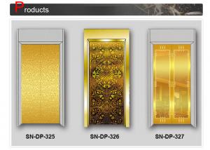 China Concave Golden Elevator Cabin Decoration Stainless Steel Door Plates factory