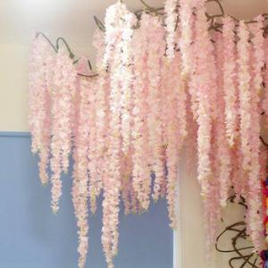 China Wisteria Hanging Artificial Flower Vine Realistic Silk Wisteria Vine for Wedding Party factory