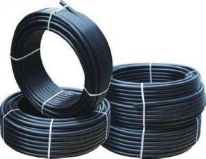 China new virgin HDPE rolled pipe with blue strip for water supply on sale