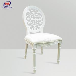 China Hollow Carved White Padded Dining Chairs Round Back Louis Dining Chair on sale