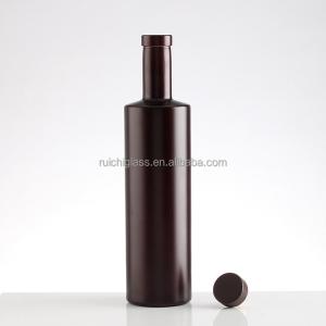 China 500ml Clear Flat Glass Wine Bottle Flask Glass Whisky Liquor Bottle with Logo Printing factory