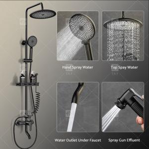 China Electroplating Three Piece Shower Head Set With Pressurized Black Shower Head OEM factory