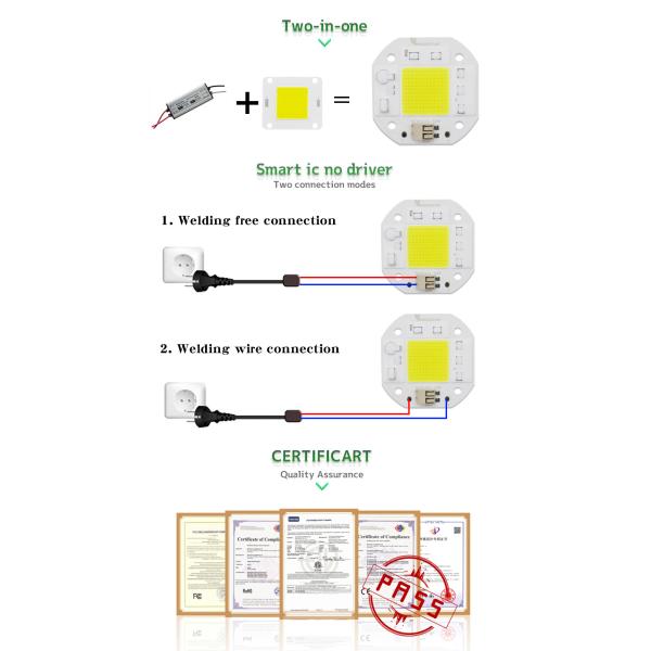 Solderless Chip On Board Led COB 50W 220V For Floodlight Downlight