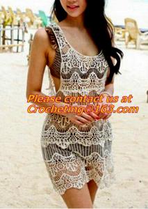 China women clothing summer Hollow out belt sexy knitted crover up crochet beach dress robe femm on sale