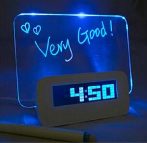 China New creative gift product LED Luminous Message Board Alarm Clock With Calendar 4 U on sale