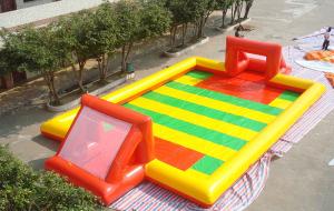 China Amazing Sport Game Inflatable Football Field , Colorful PVC Inflatable Football Game Field factory