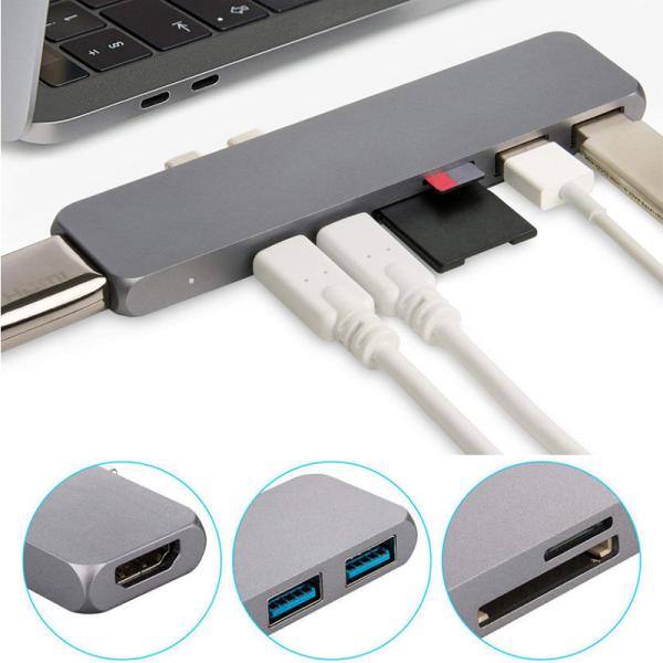 7 in 1 Thunderbolt 3 Type C USB C USB 3.1 Hub Docking to 4K +USB3.0*2+Type C*2+SD/Micro card reader adapter