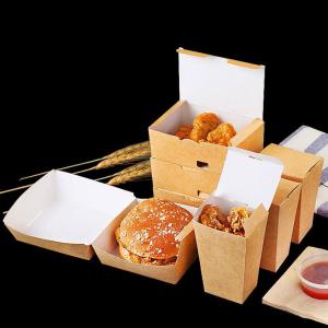 China Collapsible Fried Chicken Takeaway Boxes Kraft Paper Material Vent Hole Design factory