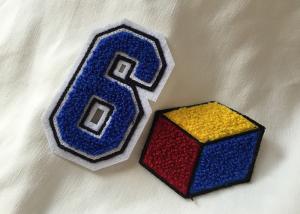 China Personalized Embroidered Number Patches , Iron On Embroidered Letter Patches factory