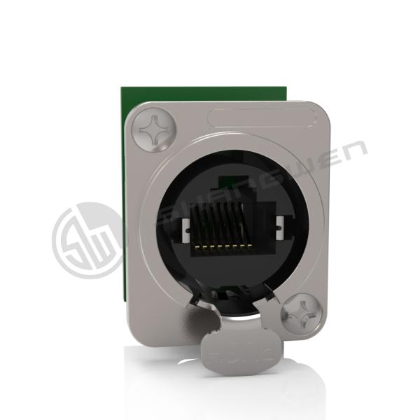 Cat 5e Rj45 Ethernet Chassis Connector D Shape Panel Industrial