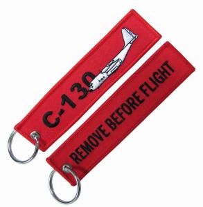 China C-130 Flight Lanyard Polyester Thread Embroidery Keychain Tag factory