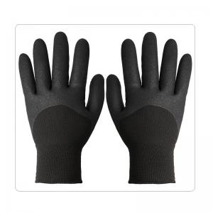 China Black Acrylic And Polyester Yarn Nitrile Winter Gloves Extra Thick factory