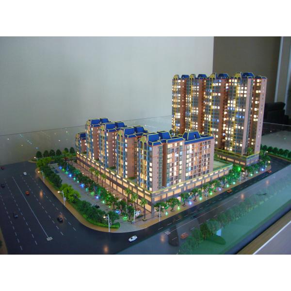 Architectural Model of Residential Apartment Complex with Lighting for Real Estate Display Projects