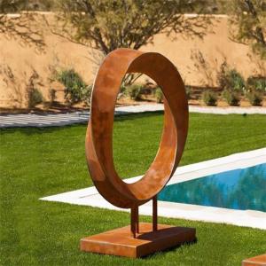 China Outdoor Rustic Modern Abstract Large Ring Corten Steel Metal Art Sculpture factory