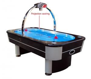 China 8FT Air Hockey Game Table Electronic Projection Scoring With Oval Blue Surface factory
