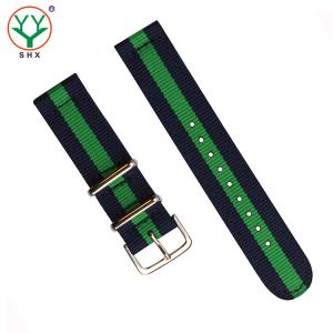 China Striped 24mm Velcro Watch Strap , Nato 2 Piece Nylon Watch Strap on sale
