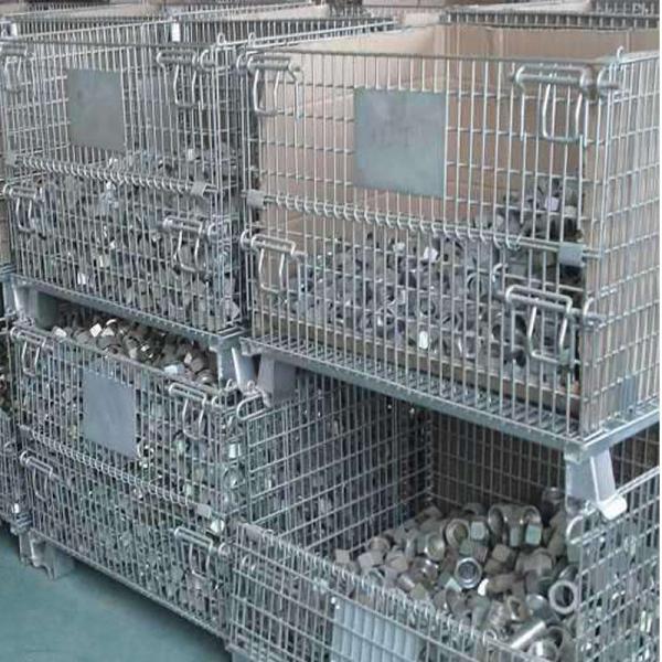 Space Saving Galvanized Metal Wire Mesh Cages Foldable 500KG-1000KG Load Capacity