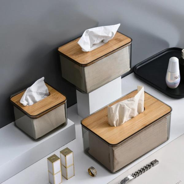 Transparent Rectangular Tissue Dispenser Box Storage For Bathroom Kitchen