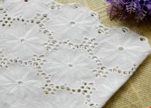 China Swiss Voile 100% Cotton Lace Fabric , Embroidery Guipure Lace Fabric For Lady Dress on sale