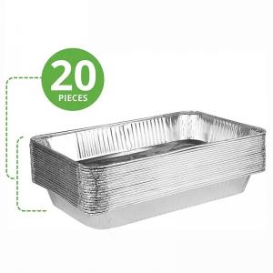 China Heavy Duty Shallow Disposable Aluminum Foil Food Containers Oblong Foil Pan With  Lid factory