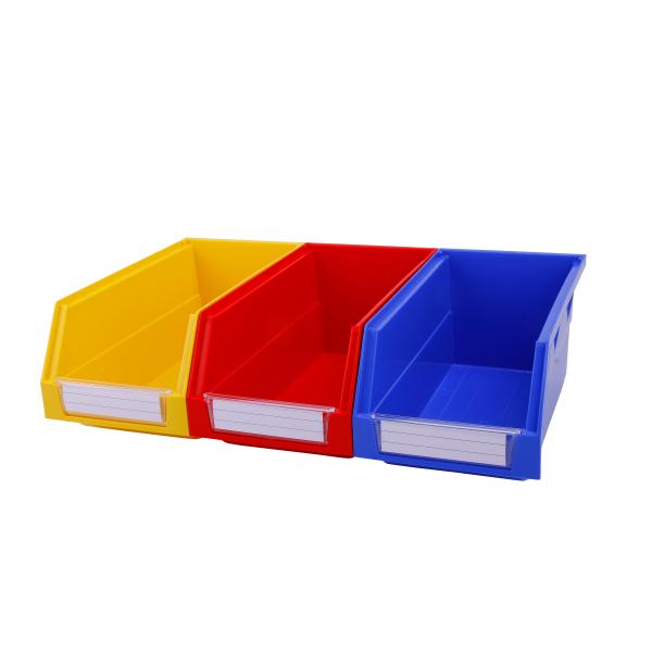 Solid Box PP Material Stackable Open Front Plastic Storage Bin for Shelf Organization