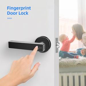 China Smart Biometric Thumbprint Room Door Locks / Electronic Front Black Door Handle Lock factory