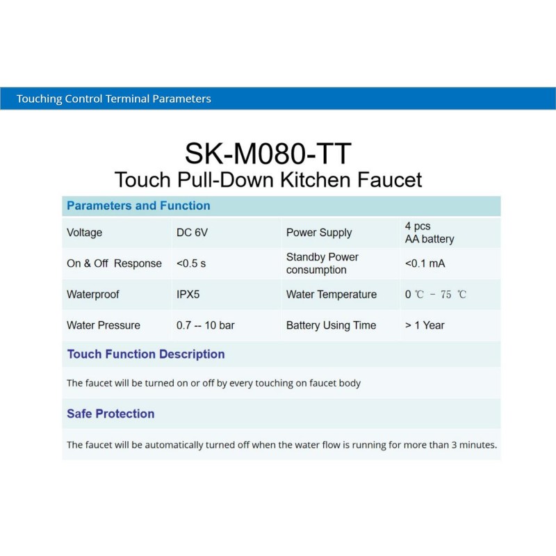 IPX5 Smart Kitchen Faucet Dual Function Spray Head Solid Stainless Steel Kitchen Taps