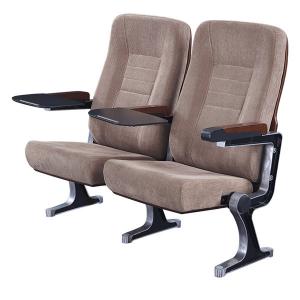 China Aluminum Leg Folding Theatre Seats , Soft Light Grey Fabric Theater Chairs factory