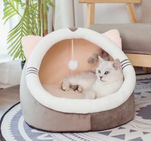China Small Dog Bed With Anti-Slip Bottom Cotton Cat Bed  For Indoor Cats factory