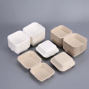 China 8'' 9 Clamshell Food Containers Sugarcane Food Box Bio Take Away Burger Box on sale