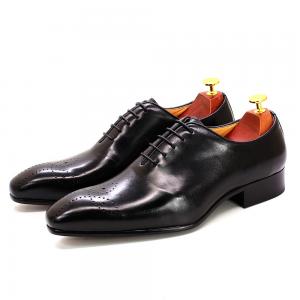 China Retro Vintage Mens Leather Dress Shoes , Men Leather Lace Up Brogue Shoes factory