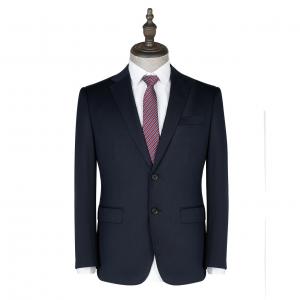 China Men's Fashion Business Suit in Blue Woolen with Single Breasted Jacket and Trousers on sale
