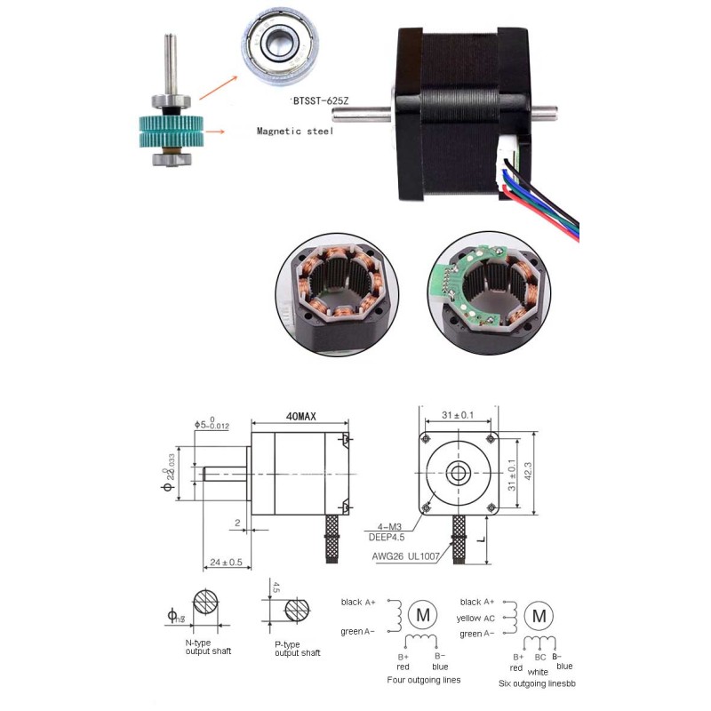 12 Volt 3D Printer Stepper Motor 42BYGH40 High Torque