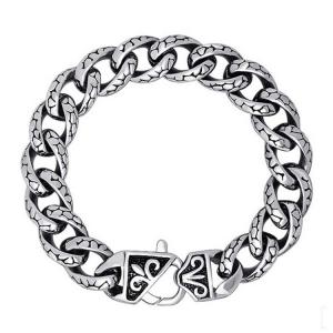 China 925 Silver Plated Thai Vintage Old Fashion Titanium Stainless Steel Curb Chain Bracelet(CE351) factory